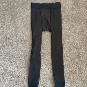 Fleece Lined Black Nude Illusion Tights. Size Small